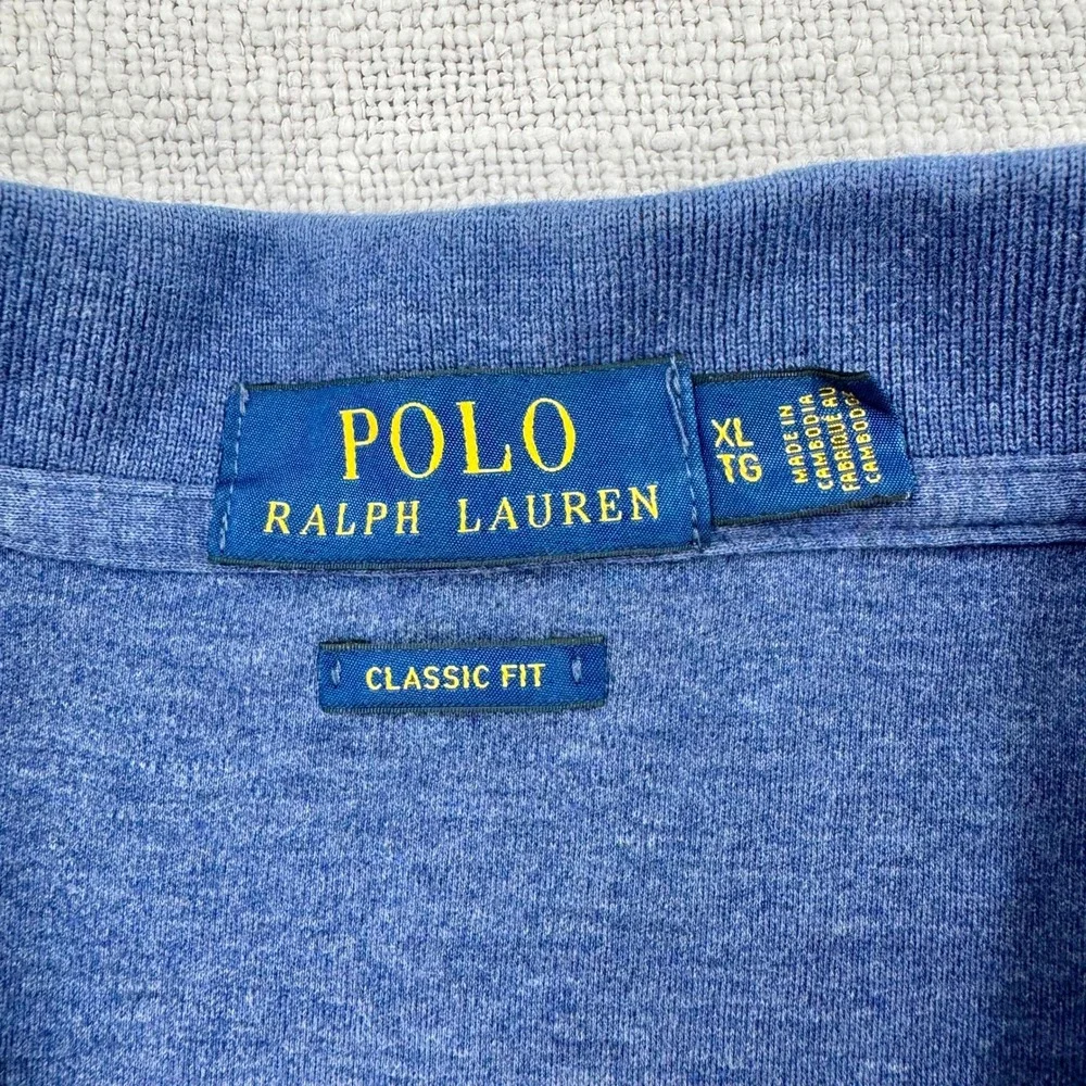 Polo Ralph Lauren Mens XL Classic Fit Blue Heather Short Sleeve Cotton Polo